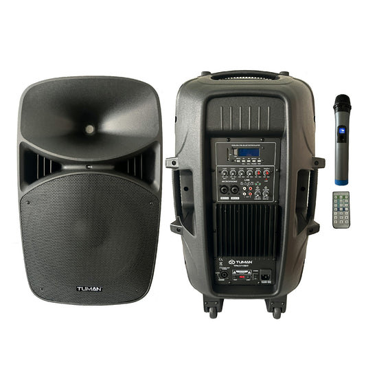 TUMAN 15 inch portable active LED party speaker TPA3715LBT