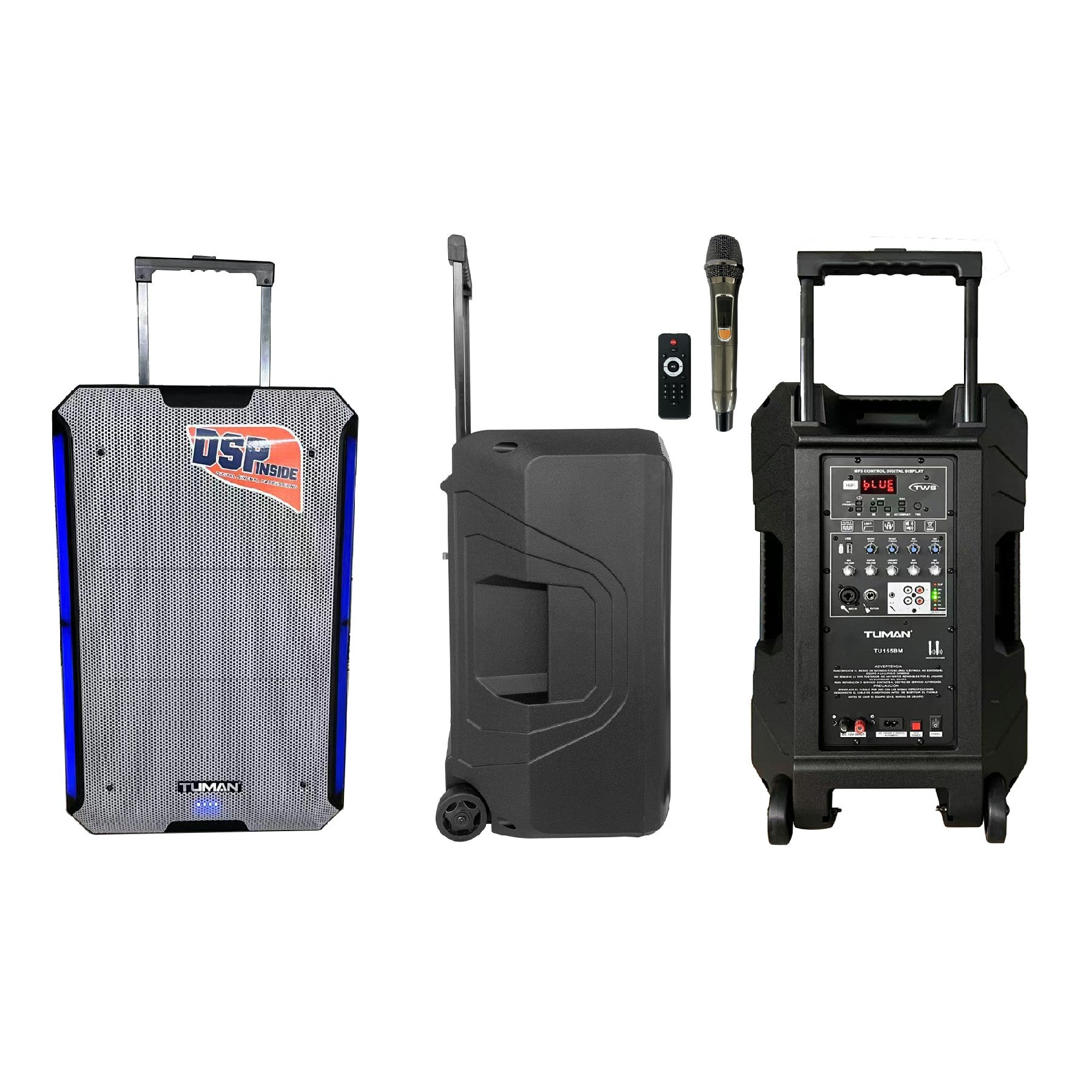 TUMAN 15 inch portable active LED party speaker TU155BM